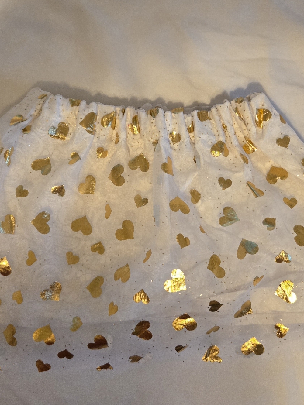 White Mini Skirt with Gold Heart Foil SZ 3T